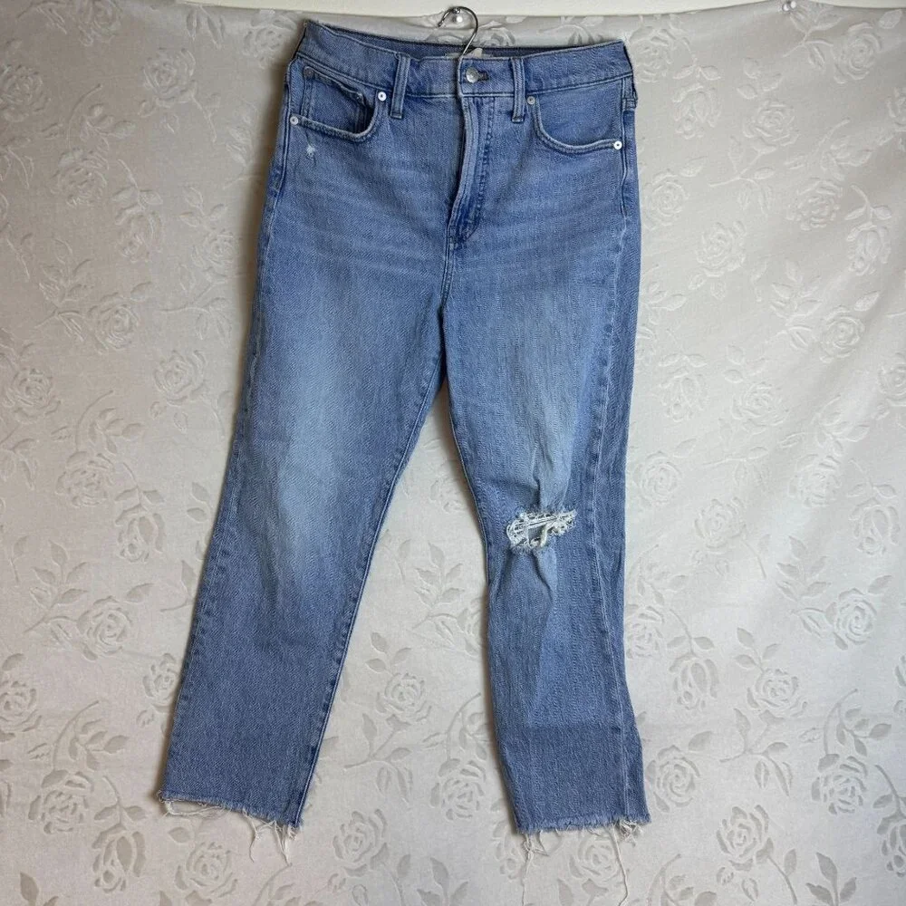 Madewell High-Rise Distressed Raw-Hem Denim Jeans The Perfect Vintage Jean 29 - Picture 5 of 8